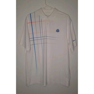 Nike Dri Fit Golf Polo Men's White Striped Size L Hawaii Kai Golf Course